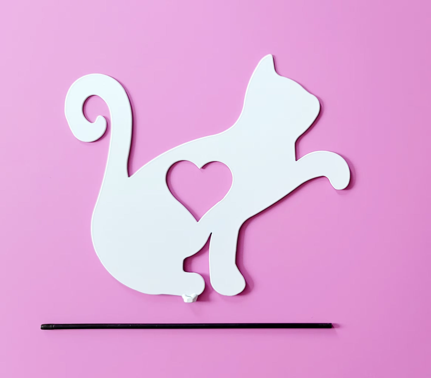 Metal Art Garden Cat Stake Decoration , Love, Heart, House plant, Garden Art, Yard Art, Spring Garden Decoration, Outdoor Garden Decor, Gift, Stake Attached(12" Stake Detachable)