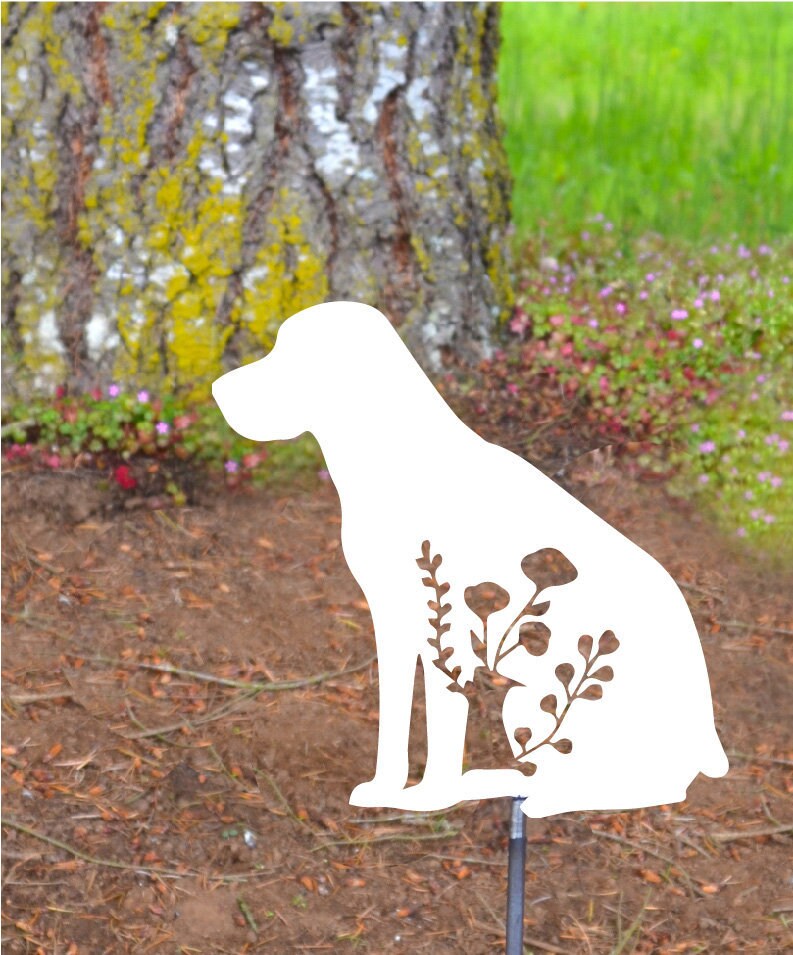 Floral Labrador Sitting Garden Stake