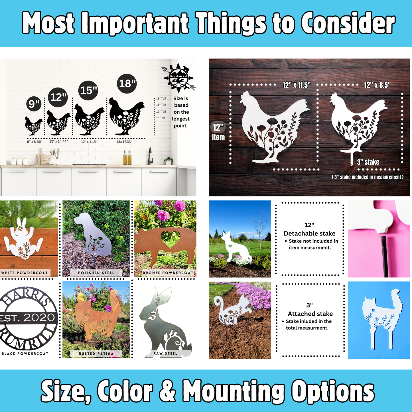 Floral Cow Metal Sign