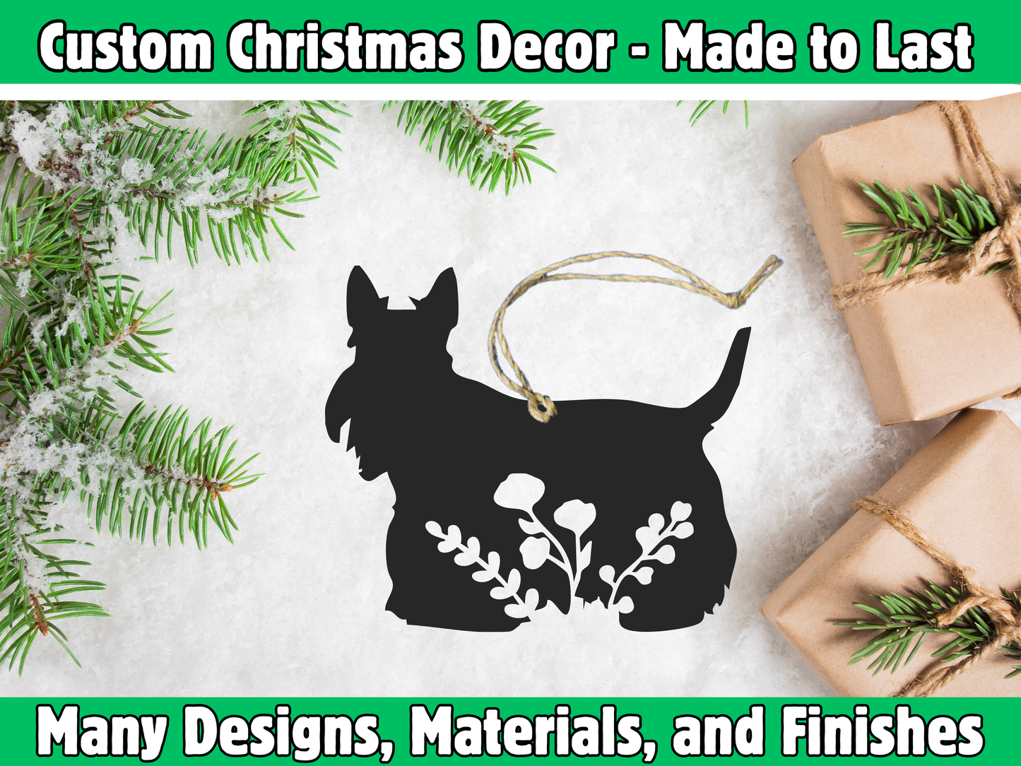 Floral Scottish Terrier Ornament
