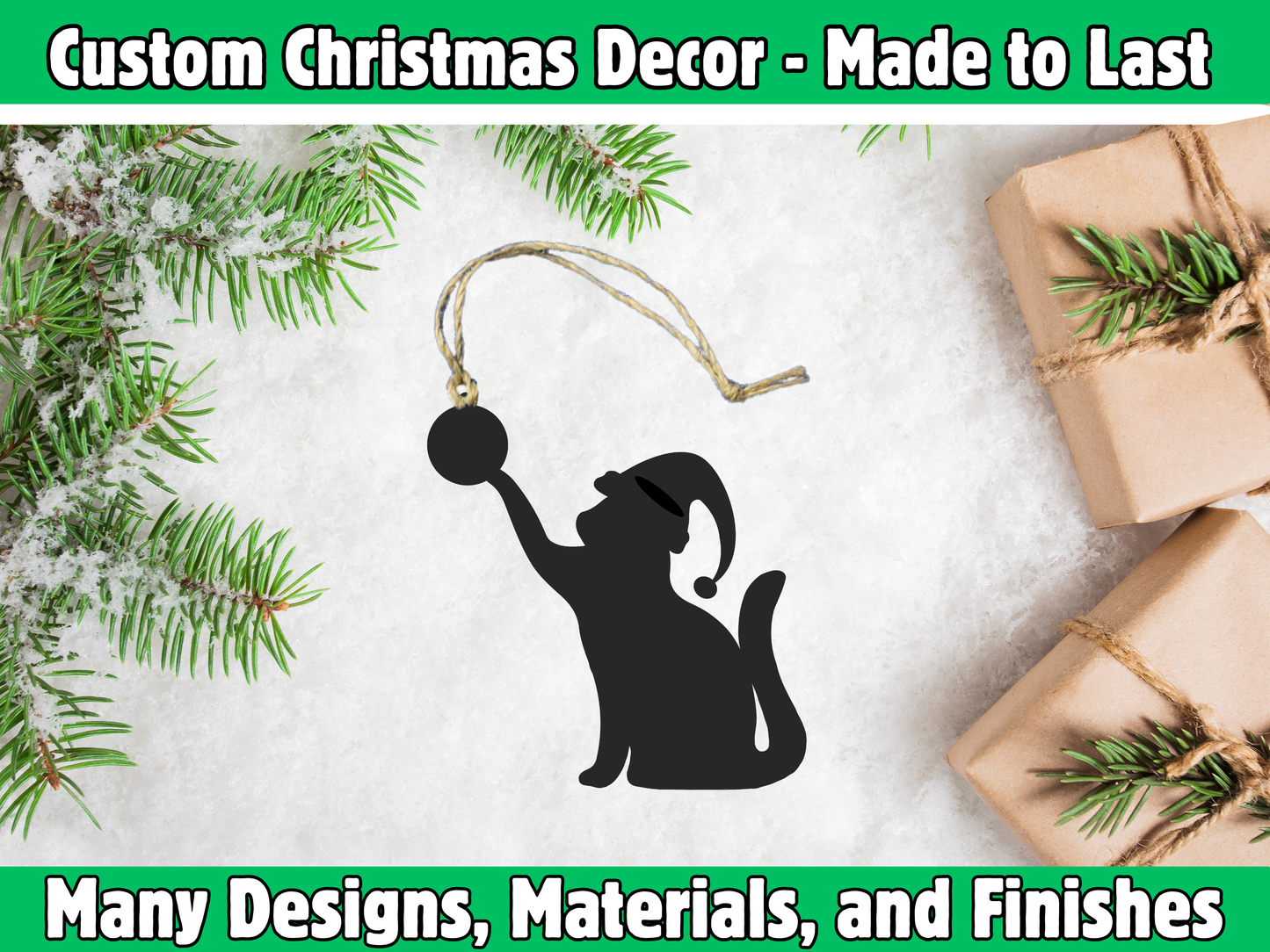 Kitty in Santa Santa Hat Ornament