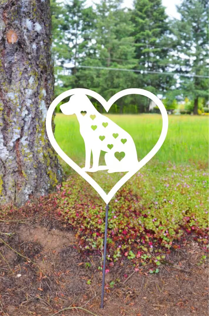 Metal Art Labrador Retriever Love w/ heart outline Stake Decoration, Lover Garden Yard Art Gift Garden Decoration Outdoor Decor, Lab Mom Dad, Post Mount Bracket, Wall Mount w/(Holes)