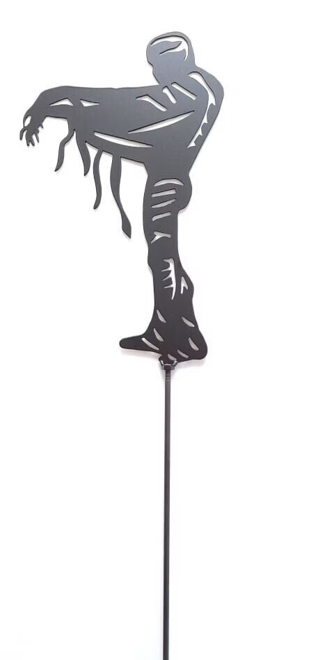 Metal Art Halloween Mummy Garden stake Decoration, Garden, Spring Garden Decoration, Outdoor Garden, Scary Spooky Halloween decoration, Post Mount Bracket, Wall Mount w/(Holes)