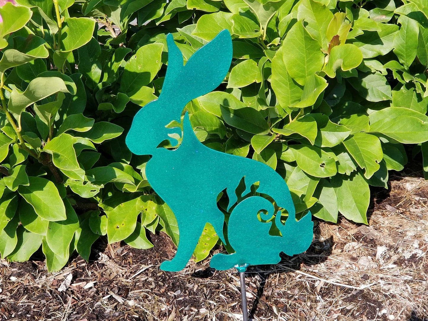 Floral Rabbit Garden Stake
