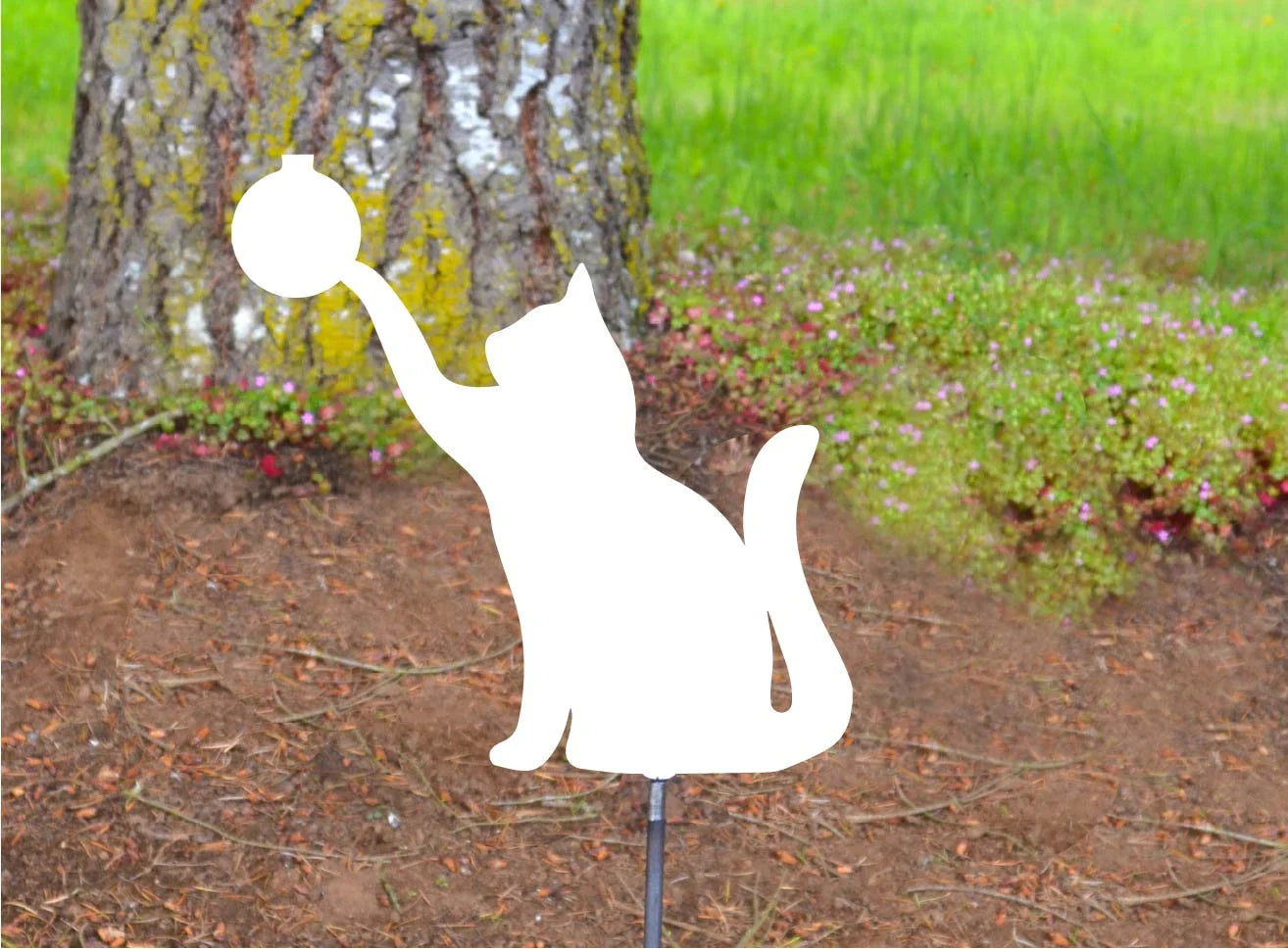Cat Pawing at Christmas Ornament Metal Wall Decor