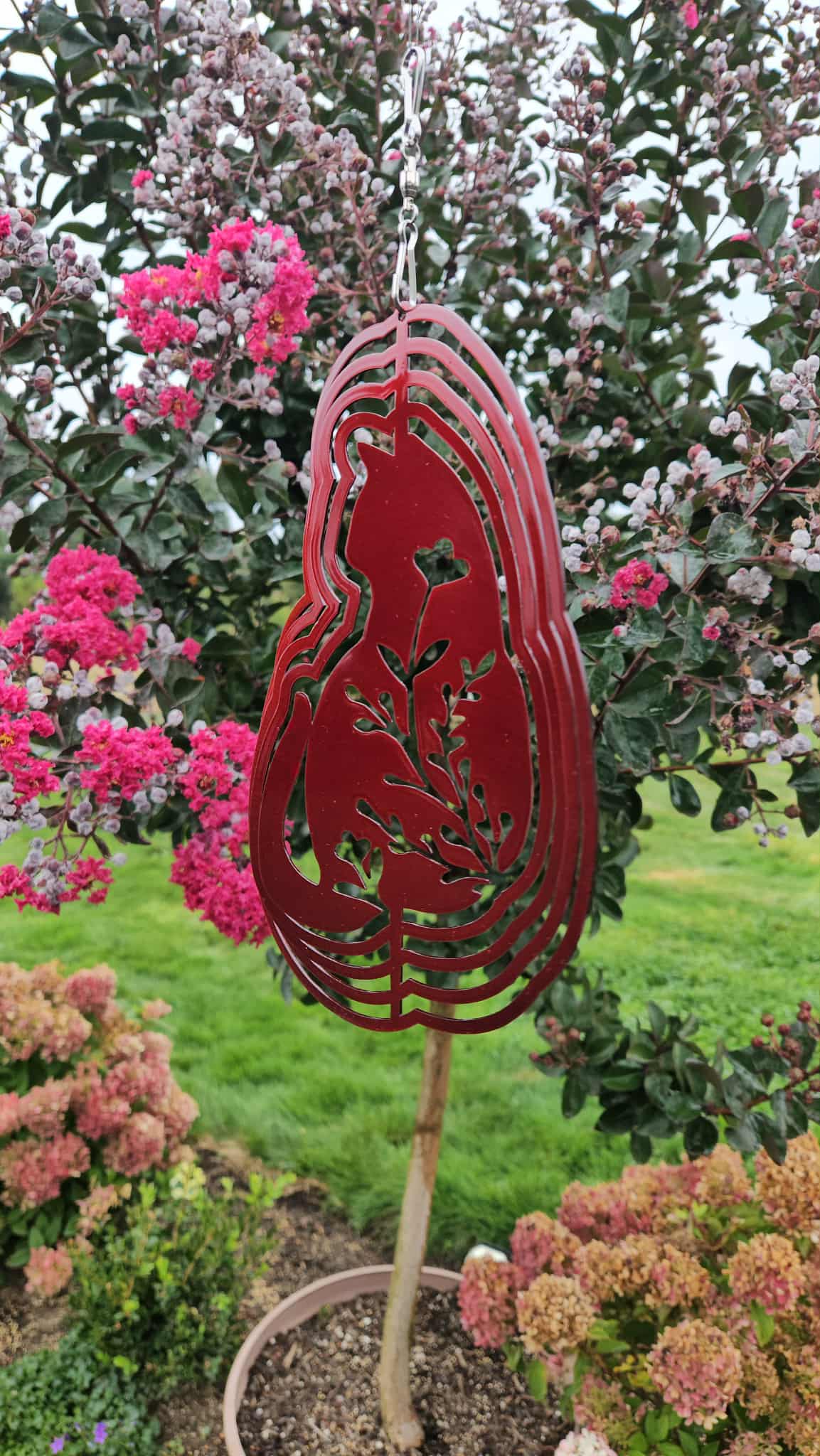Sitting Floral Cat Wind Spinner