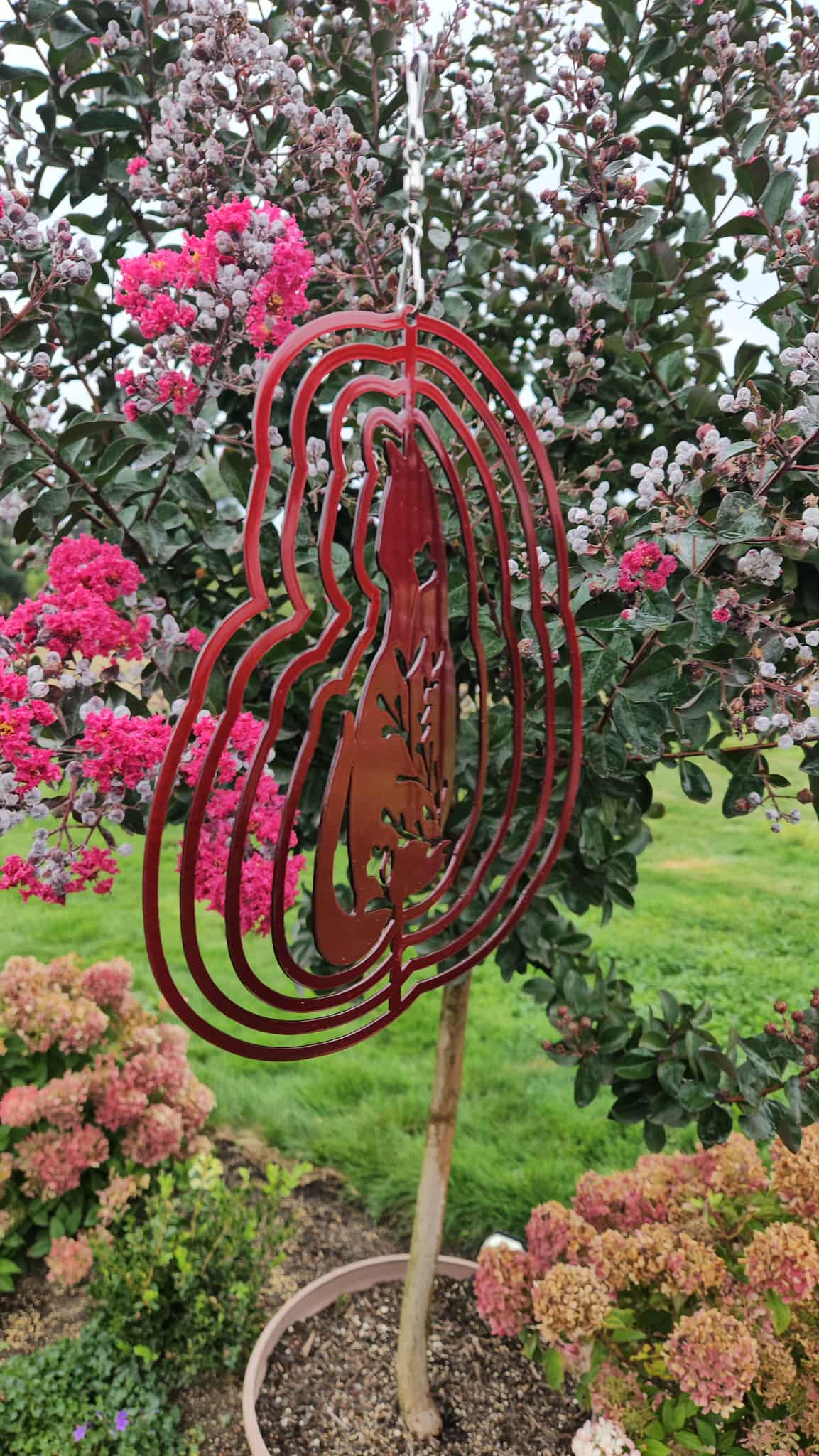Sitting Floral Cat Wind Spinner