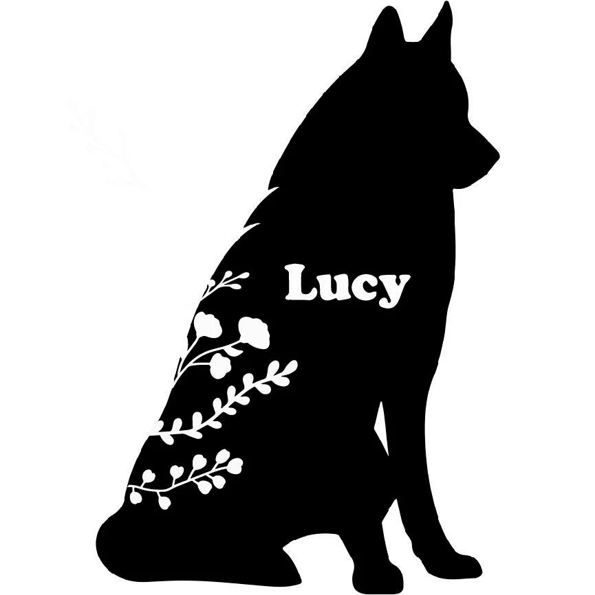Floral Siberian Husky Metal Wall Decor