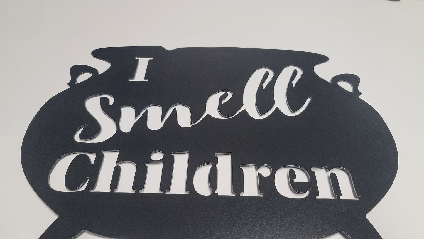 Metal Halloween Witch Cauldron" I smell Children" Sanderson Sisters Decor, Garden Art, Yard Art, Fall Decor, Outdoor Garden Decor, Stake Attached(12" Stake Detachable)