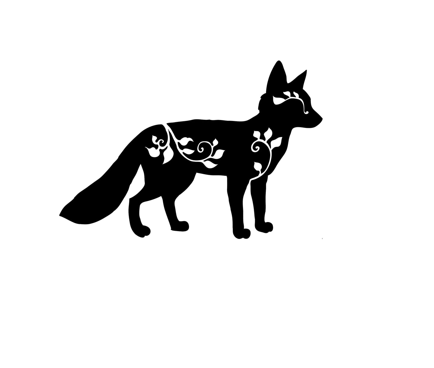 Metal Art Floral Fox Stake Decoration , Garden Art, Yard Art, Hand Made, Spring Garden Decoration, Outdoor Garden Decor, Post Mount Bracket, Wall Mount w/(Holes)