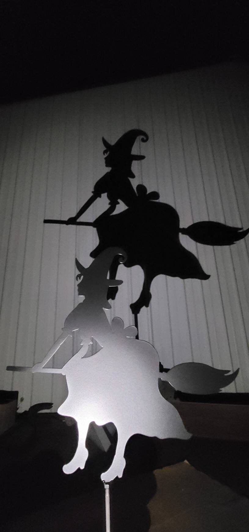 Metal Halloween Cute Witch Decor, Stake Decoration , Garden Art, Yard Art, Hand Made, Fall Decor, Outdoor Garden Decor, Witches,Broom, Post Mount Bracket, Wall Mount w/(Holes)
