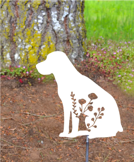 Floral Labrador Sitting Metal Wall Decor