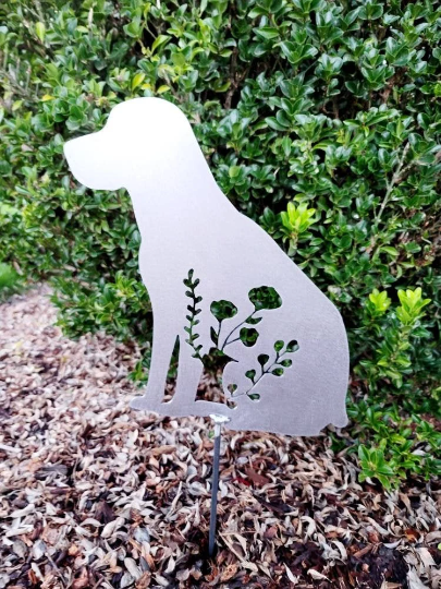 Floral Labrador Sitting Metal Wall Decor