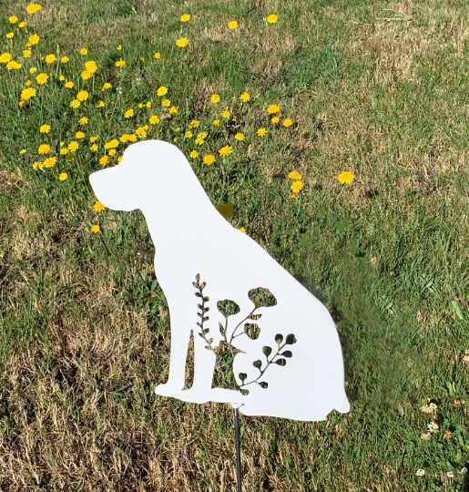 Floral Labrador Sitting Metal Wall Decor