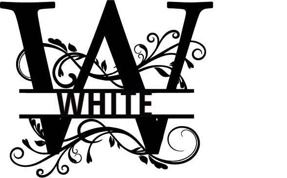 W Flourish Split Monogram Family Wall Sign