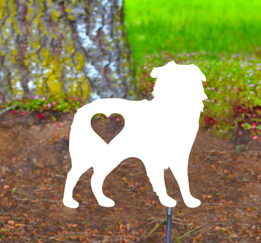 Australian Shepherd Dog with Heart Metal Sign