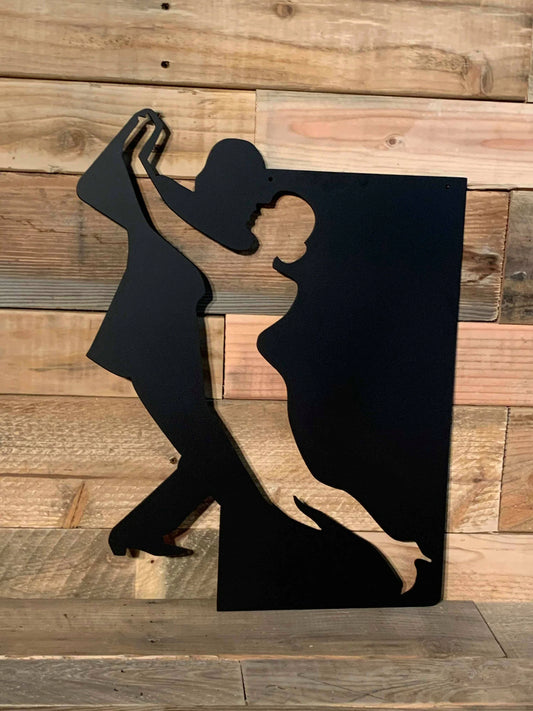 Metal Ballroom Dancers, Post Mount Bracket, Wall Mount w/(Holes)
