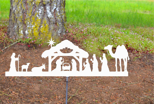 Nativity Metal Yard Sign, Nativity Set, Nativity Scene, Manger Scene, Outdoor Christmas Decor, Christmas Yard Decor, Christian Christmas, Post Mount Bracket, Wall Mount w/(Holes)