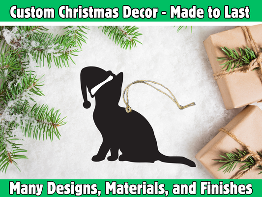 Kitty with Santa Hat Ornament