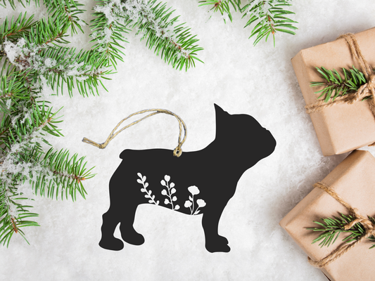 Floral French Bulldog Ornament