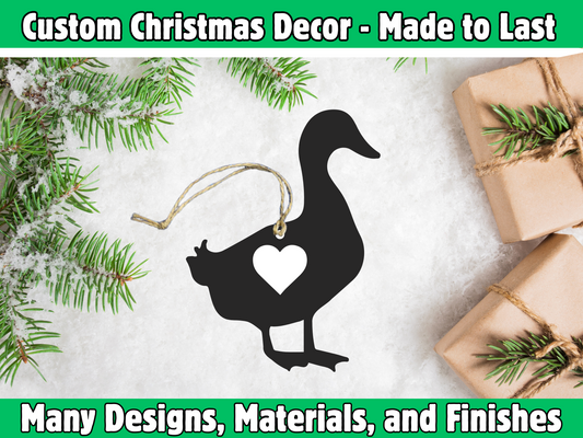 Duck with Heart Cutout Ornament