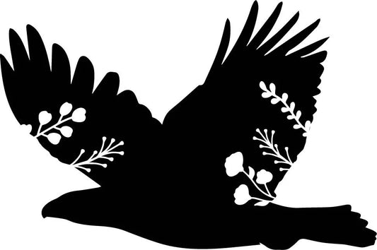 Metal Art Floral Eagle Stake Decoration , Garden Art, Yard Art, Hand Made, Spring Garden Decoration, Outdoor Garden Decor, Freedom, Liberty, Post Mount Bracket, Wall Mount w/(Holes)