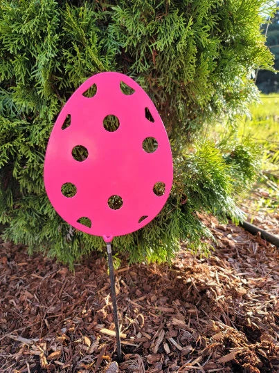 Polka dot Easter Egg Hunt Metal Art Garden Stake Decoration ,floral, Easter, Easter Egg, Garden Art, Yard Art, Gift, Decoration, Outdoor, Post Mount Bracket, Wall Mount w/(Holes)