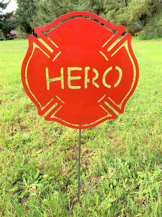 Firefighter HERO Metal Wall Decor