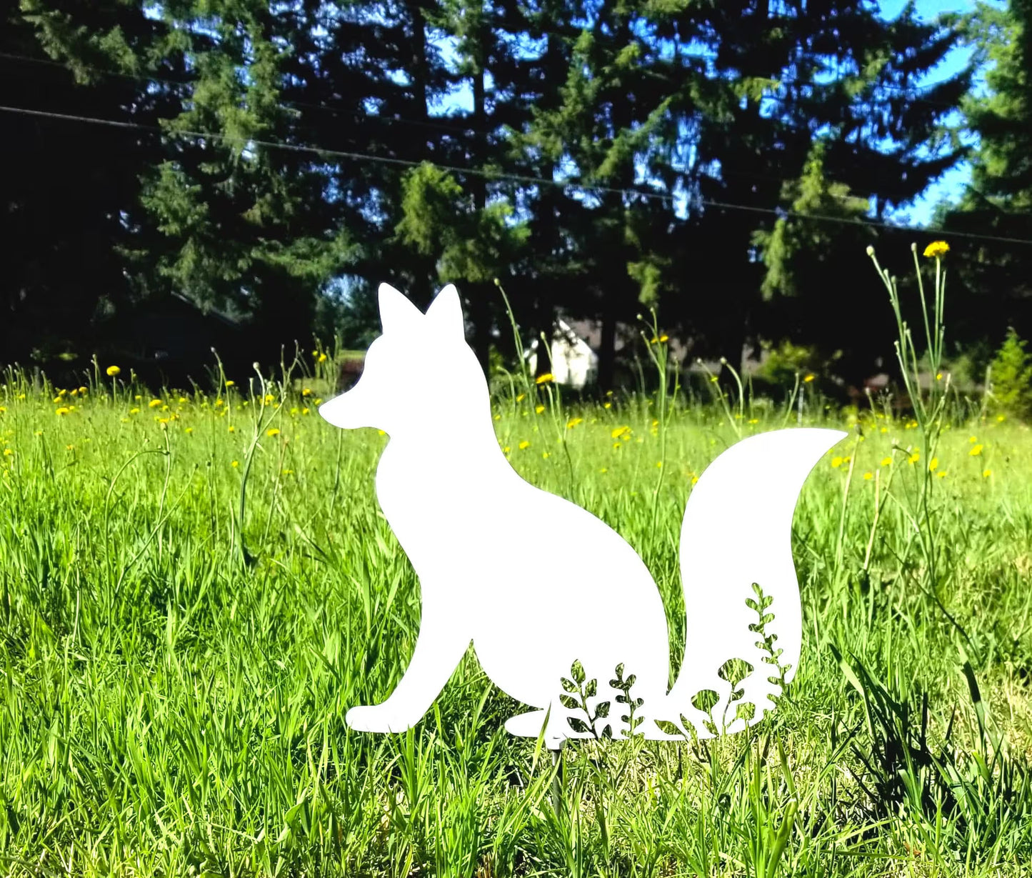 Floral Fox Metal Wall Decor