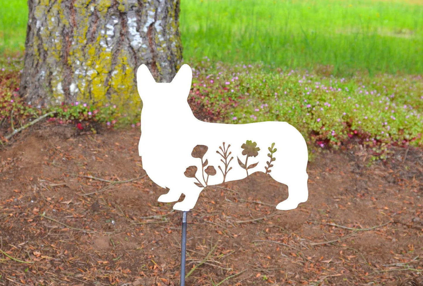 Floral Welsh Corgi Dog Metal Sign