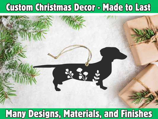 Floral Dachshund Ornament