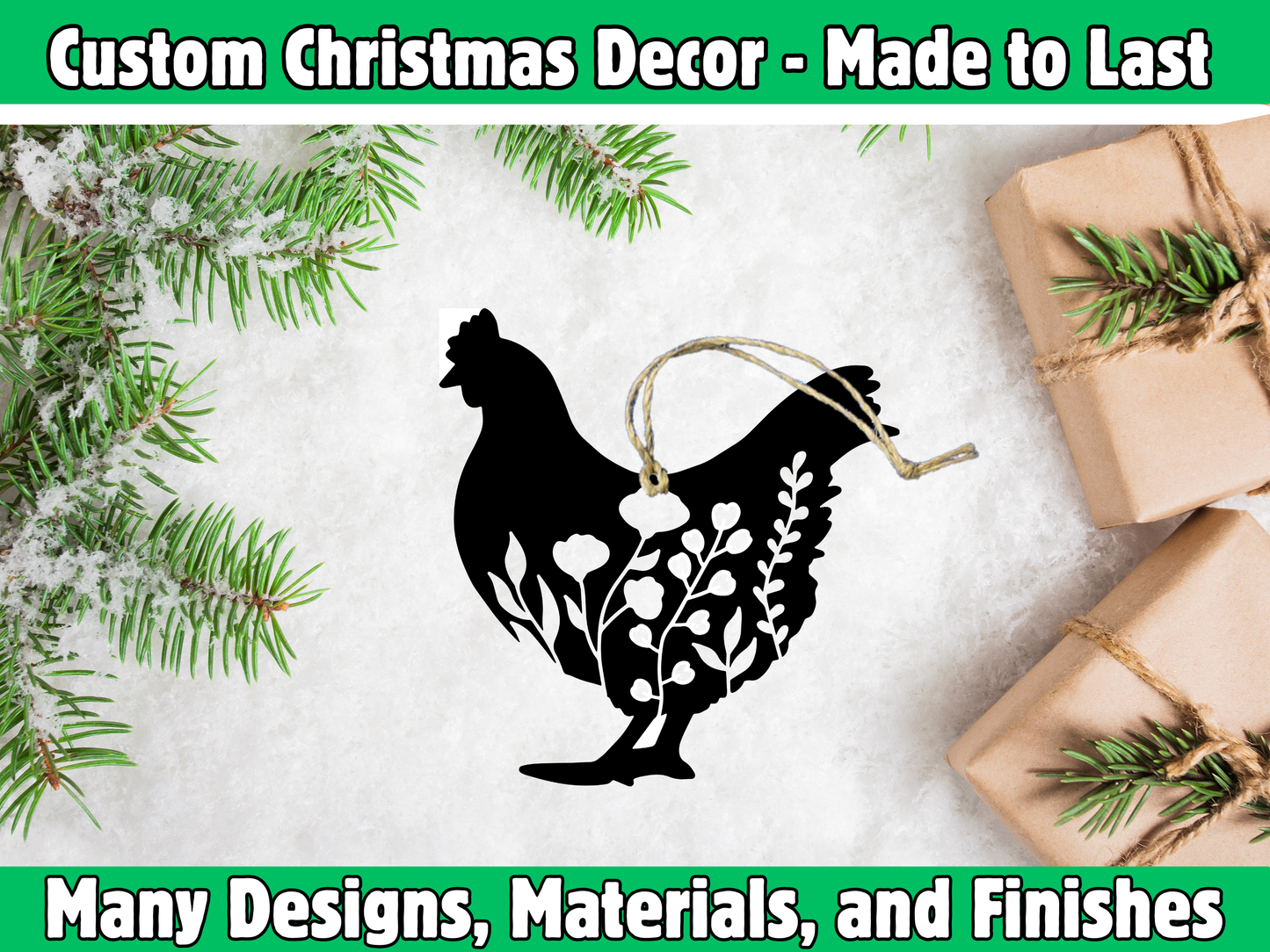Floral Chicken Ornament