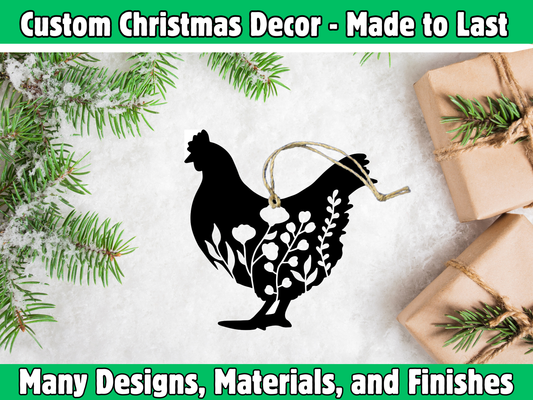 Floral Chicken Ornament