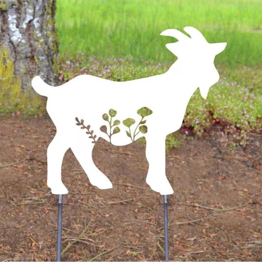 Floral Goat Metal Sign