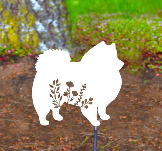 Floral Pomeranian Dog Metal Sign