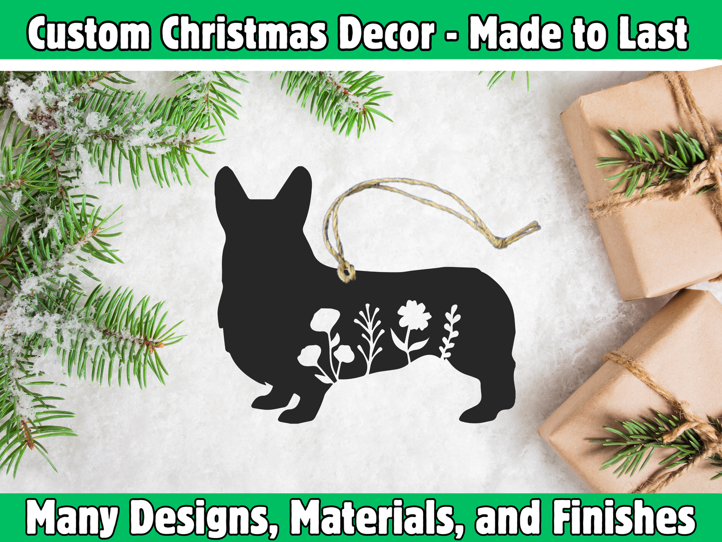 Floral Corgi Ornament