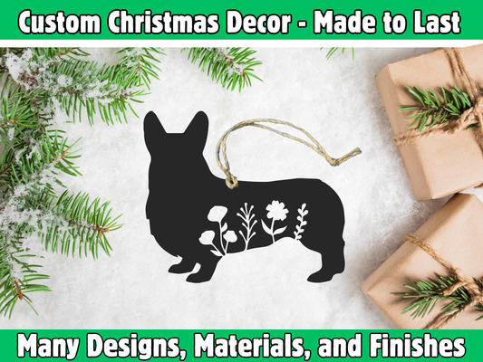 Floral Corgi Ornament