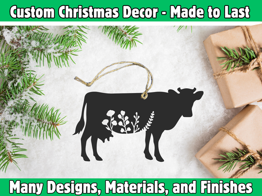 Floral Cow Ornament
