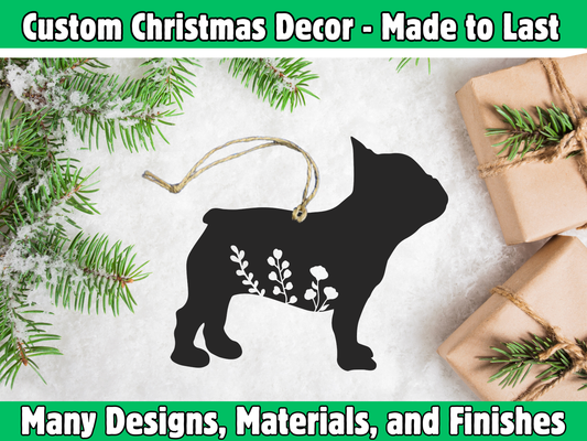 Floral French Bulldog Ornament