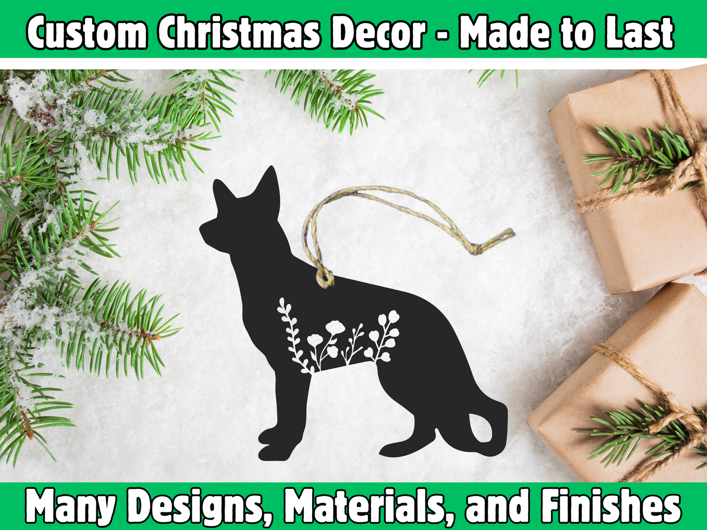 Floral German Shepherd Ornament