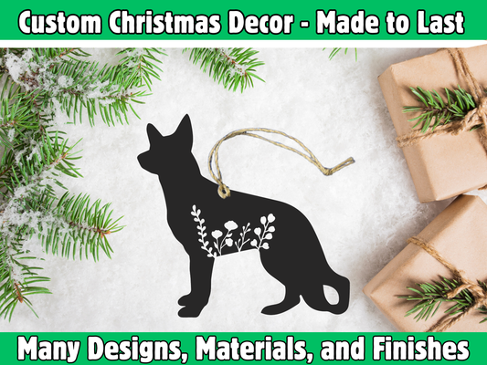 Floral German Shepherd Ornament