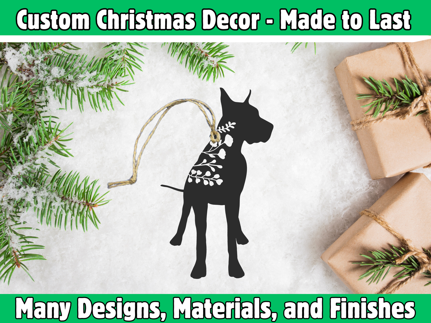 Floral Great Dane Ornament