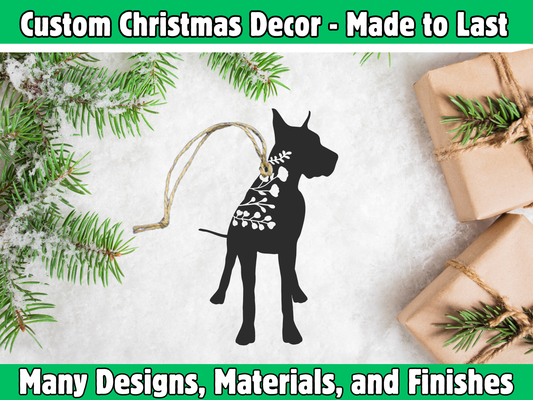 Floral Great Dane Ornament