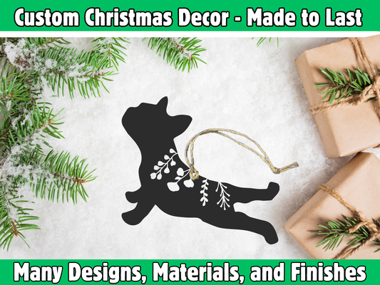 Floral Stretching French Bulldog Ornament
