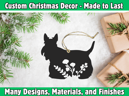 Floral Scottish Terrier Ornament
