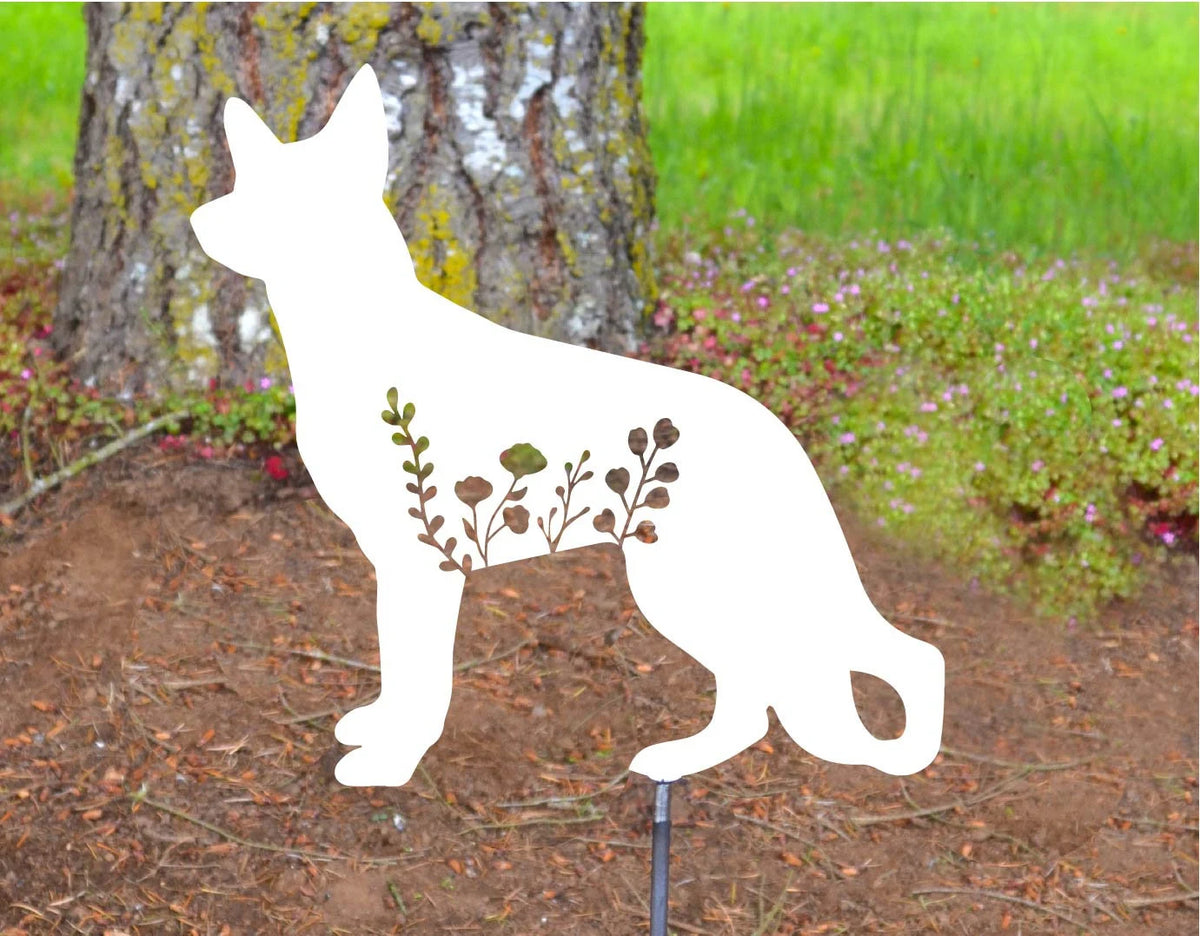 Floral German Shepherd Metal Sign