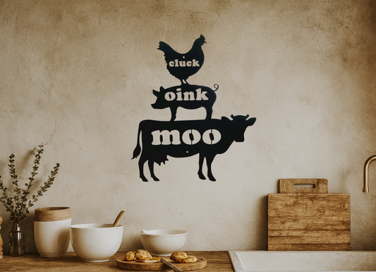 Cluck Oink Moo Farm Metal Sign
