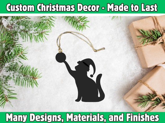 Kitty in Santa Santa Hat Ornament