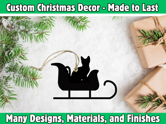 Kitty in Santa Sleigh Ornament