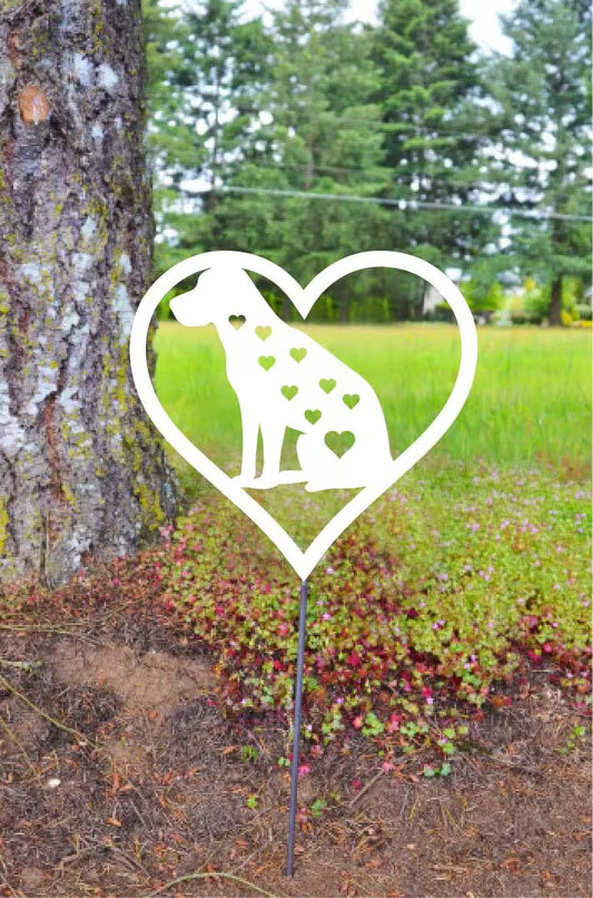 Metal Art Labrador Retriever Love w/ heart outline Stake Decoration, Lover Garden Yard Art Gift Garden Decoration Outdoor Decor, Lab Mom Dad, Post Mount Bracket, Wall Mount w/(Holes)